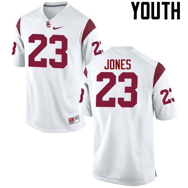 Youth #23 Velus Jones Jr. USC Trojans College Football Jerseys-White - Click Image to Close